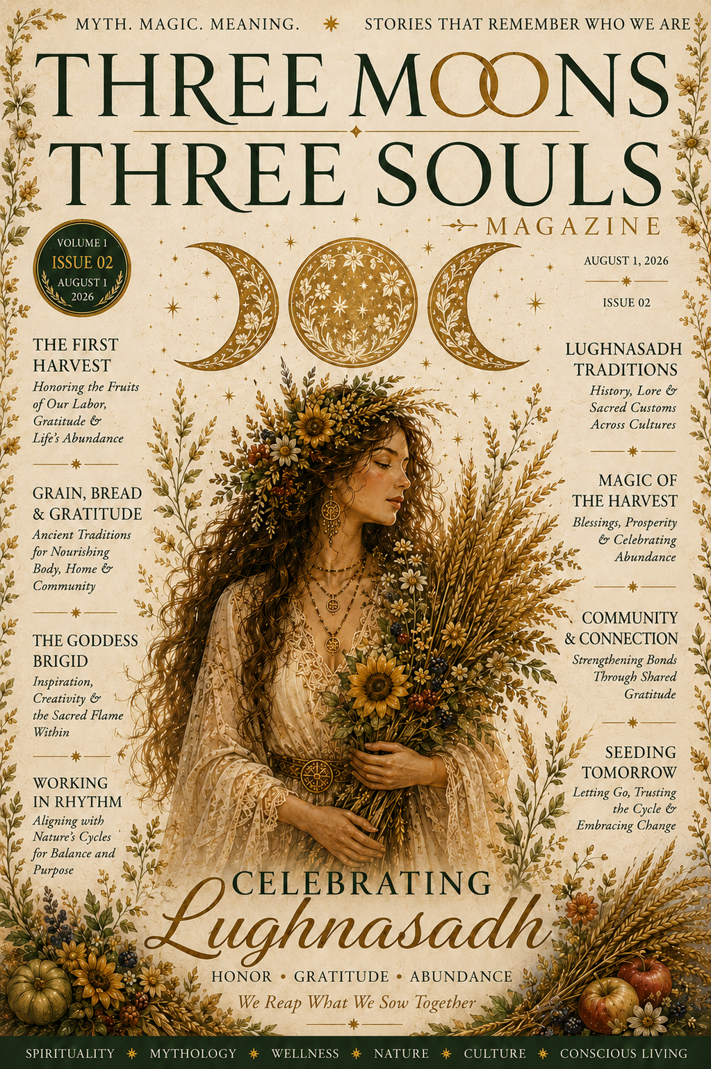 Three Moons Three Souls Magazine - Volume 1 Issue 2 - Celebrating Lughnasadh